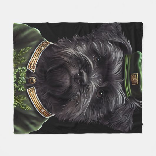 Affenpinscher-hond in St. Patrick's Day Dress Fleece Deken (Voorkant (Horizontaal))