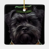 Affenpinscher-hond in St. Patrick's Day Dress Keramisch Ornament (Achterkant)