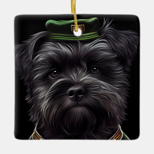 Affenpinscher-hond in St. Patrick's Day Dress Keramisch Ornament (Voorkant)