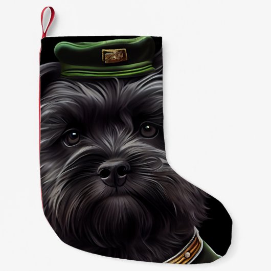 Affenpinscher-hond in St. Patrick's Day Dress Kleine Kerstsok (Voorkant)