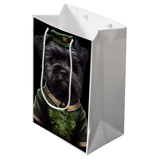 Affenpinscher-hond in St. Patrick's Day Dress Medium Cadeauzakje (Voorkant Gekanteld)