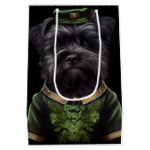 Affenpinscher-hond in St. Patrick's Day Dress Medium Cadeauzakje (Achterkant)