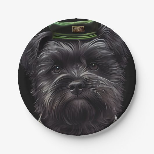 Affenpinscher-hond in St. Patrick's Day Dress Papieren Bordje (Voorkant)