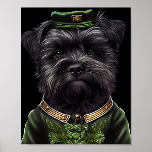 Affenpinscher-hond in St. Patrick's Day Dress Poster (Voorkant)
