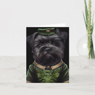 Affenpinscher-hond in St. Patrick's Day-jurk Kaart