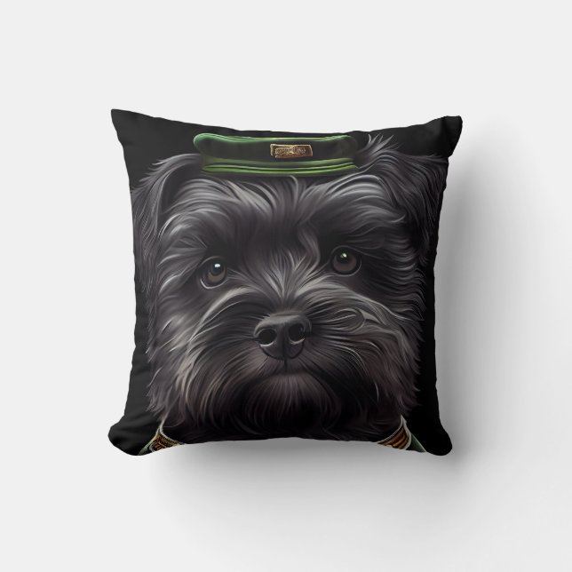 Affenpinscher hond in St. Patrick's Day jurk Kussen (Voorkant)