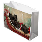 Affenpinscher Hond Kerst Feestelijk Groot Cadeauzakje (Achterkant Gekanteld)