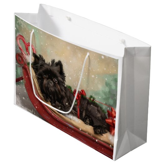 Affenpinscher Hond Kerst Feestelijk Groot Cadeauzakje (Voorkant Gekanteld)