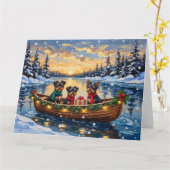 Affenpinscher-hond Kerstboot Vakantie Kaart (Gele Bloem)