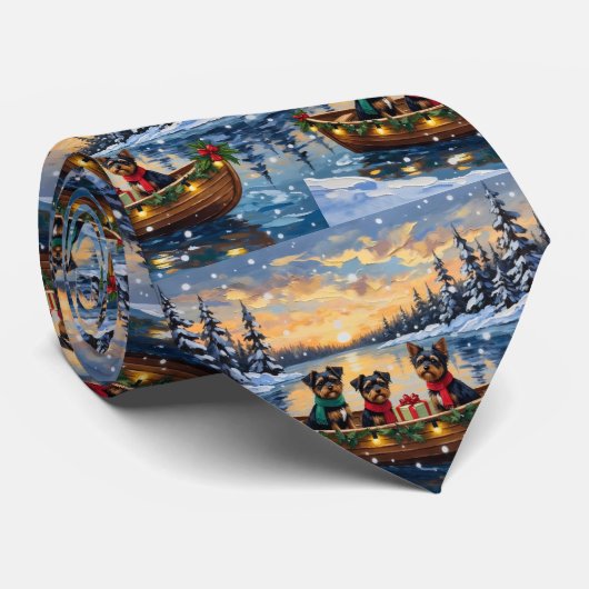 Affenpinscher-hond Kerstboot Vakantie Stropdas (Opgerold)