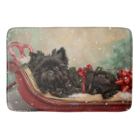 Affenpinscher Hond Kerstfeest Badmat (Voorkant)