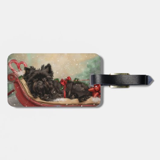 Affenpinscher Hond Kerstfeest Bagagelabel (Achterkant horizontaal)