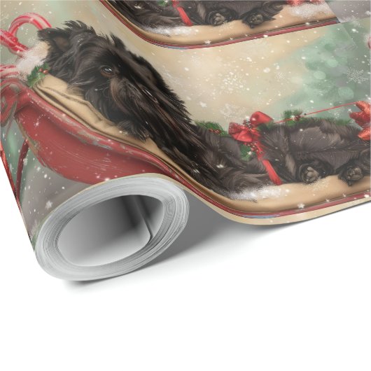 Affenpinscher Hond Kerstfeest Cadeaupapier (Rol Hoek)