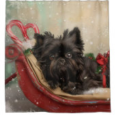Affenpinscher Hond Kerstfeest Douchegordijn (Voorkant)