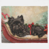 Affenpinscher Hond Kerstfeest Fleece Deken (Voorkant (Horizontaal))