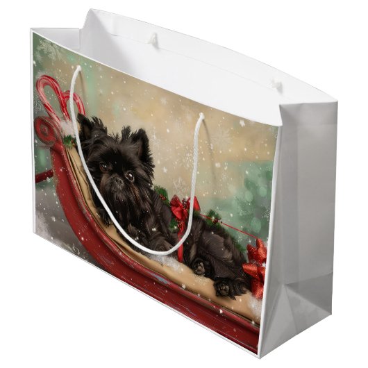 Affenpinscher Hond Kerstfeest Groot Cadeauzakje (Achterkant Gekanteld)