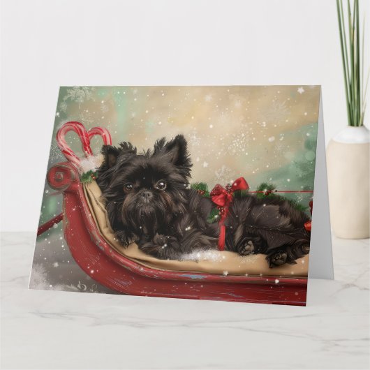 Affenpinscher Hond Kerstfeest Kaart (Voorkant)