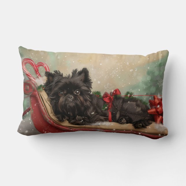Affenpinscher Hond Kerstfeest Kussen (Achterkant)