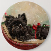 Affenpinscher Hond Kerstfeest Ronde Button 6,0 Cm (Voorkant)