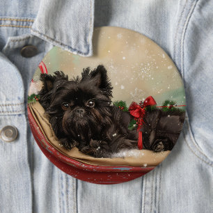 Affenpinscher Hond Kerstfeest Ronde Button 6,0 Cm