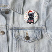 Affenpinscher Hond Kerstmis Ronde Button 5,7 Cm (In situ)