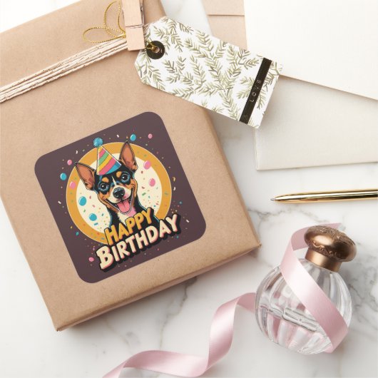 Affenpinscher Hond Kleurrijk Vierkante Sticker (Geschenken)