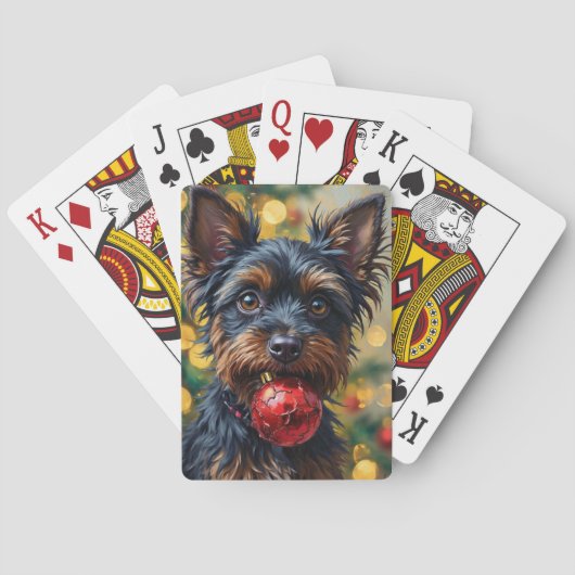 Affenpinscher-hond met kerstornament pokerkaarten (Achterkant)