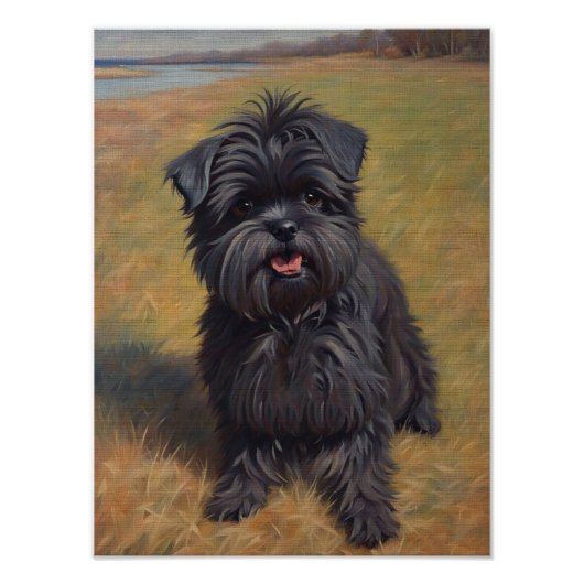 Affenpinscher Hond Olie Schilderij Portret Foto Afdruk (Voorkant)