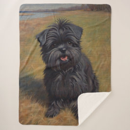 Affenpinscher Hond Olie Schilderij Portret Sherpa Deken