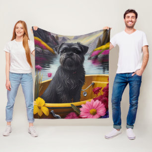 Affenpinscher-hond op een peddel: Een landschappel Fleece Deken