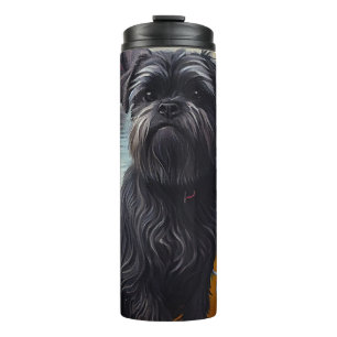 Affenpinscher-hond op een peddel: Een landschappel Thermosbeker