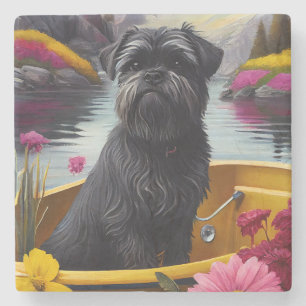 Affenpinscher Hond op een Peddel: Een Schitterend  Stenen Onderzetter
