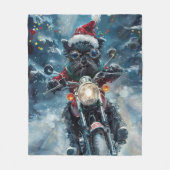 Affenpinscher Hond Rijden Motorfiets Kerstmis Fleece Deken (Voorkant)