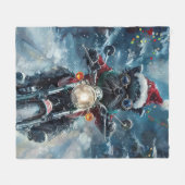 Affenpinscher Hond Rijden Motorfiets Kerstmis Fleece Deken (Voorkant (Horizontaal))