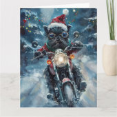 Affenpinscher Hond Rijden Motorfiets Kerstmis Kaart (Voorkant)