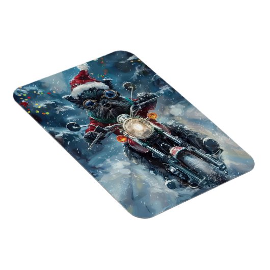 Affenpinscher Hond Rijden Motorfiets Kerstmis Magneet (Rechterzijde)