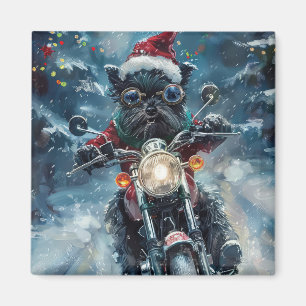 Affenpinscher Hond Rijden Motorfiets Kerstmis Magneet