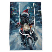Affenpinscher Hond Rijden Motorfiets Kerstmis Medium Cadeauzakje (Achterkant)
