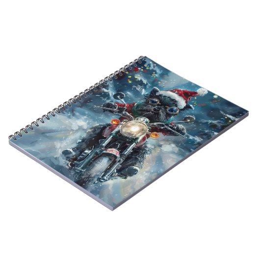 Affenpinscher Hond Rijden Motorfiets Kerstmis Notitieboek (Linkerzijde)