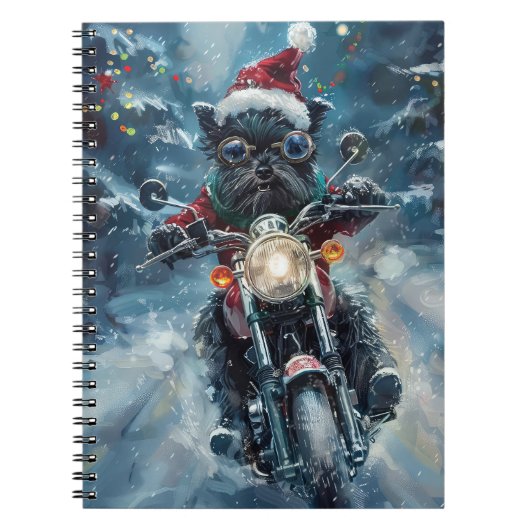 Affenpinscher Hond Rijden Motorfiets Kerstmis Notitieboek (Voorkant)