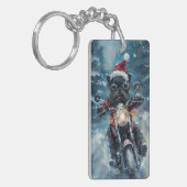 Affenpinscher Hond Rijden Motorfiets Kerstmis Sleutelhanger (Voorkant Links)