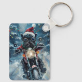 Affenpinscher Hond Rijden Motorfiets Kerstmis Sleutelhanger (Achterkant)