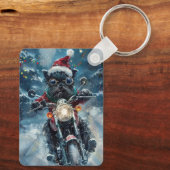 Affenpinscher Hond Rijden Motorfiets Kerstmis Sleutelhanger (Achterkant)