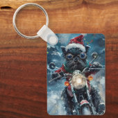 Affenpinscher Hond Rijden Motorfiets Kerstmis Sleutelhanger (Voorkant)