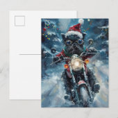 Affenpinscher-hond rijdt op motorfiets met Kerstmi Uitnodiging Briefkaart (Voorkant / Achterkant)