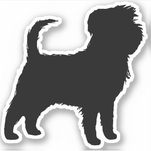 Affenpinscher Hond Silhouet Affen Affie Vinyl Sticker (Voorkant)