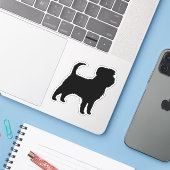 Affenpinscher Hond Silhouet Affen Affie Vinyl Sticker (Laptop met iPhone)