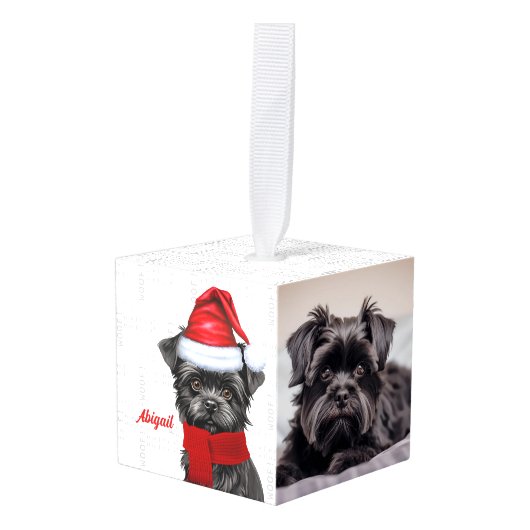 Affenpinscher Hond Twee Foto Kerstvakantie Decoratie (Voorkant hoekig)