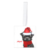 Affenpinscher Hond Twee Foto Kerstvakantie Decoratie (Voorkant)