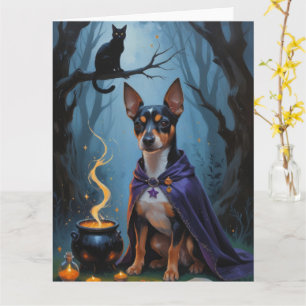Affenpinscher Hond Whimsical Halloween Schilderij Kaart